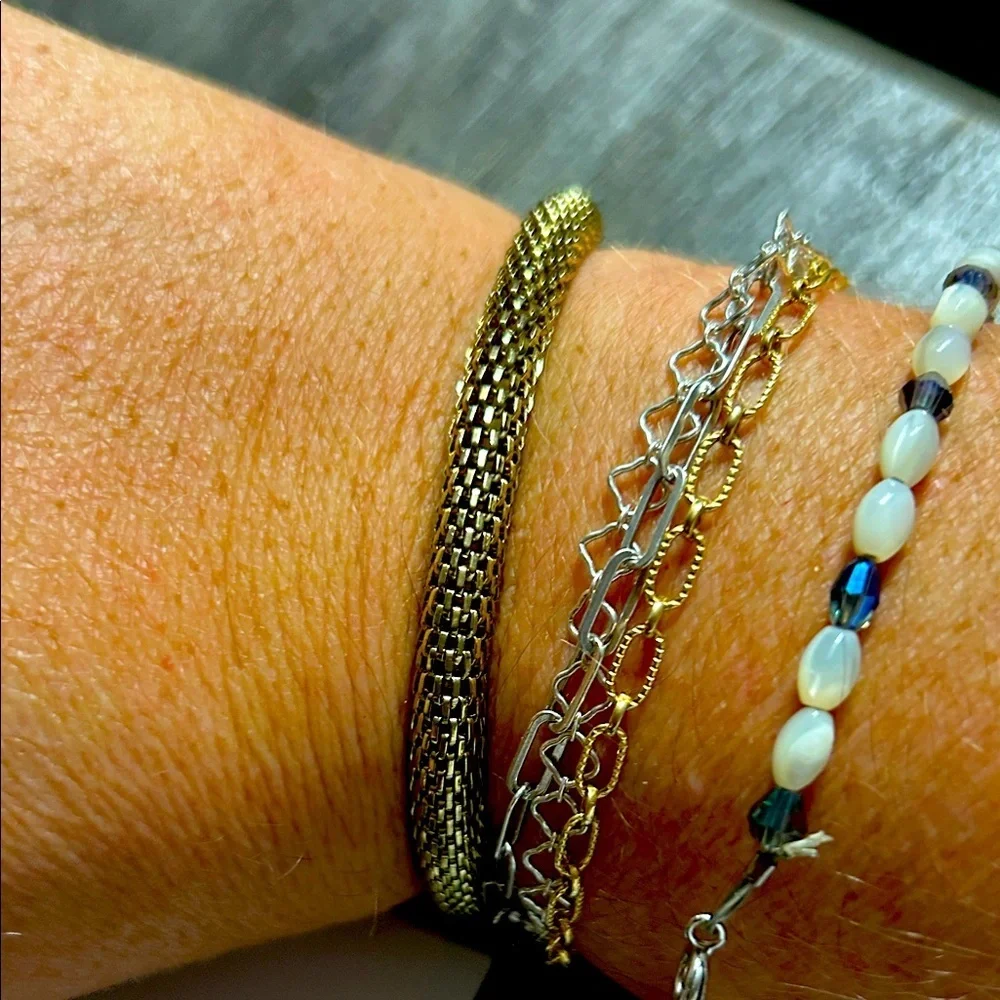 Gold Toned Vintage Roll On Snake Bracelet
